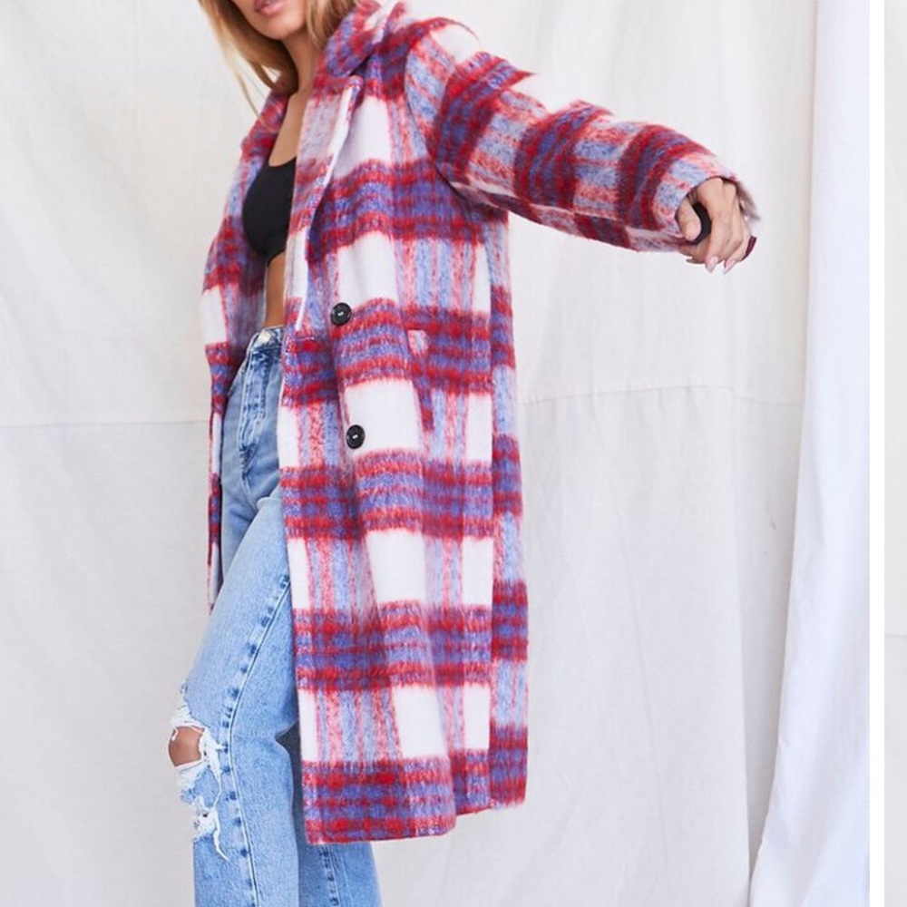 Plaid double breast coat jacket